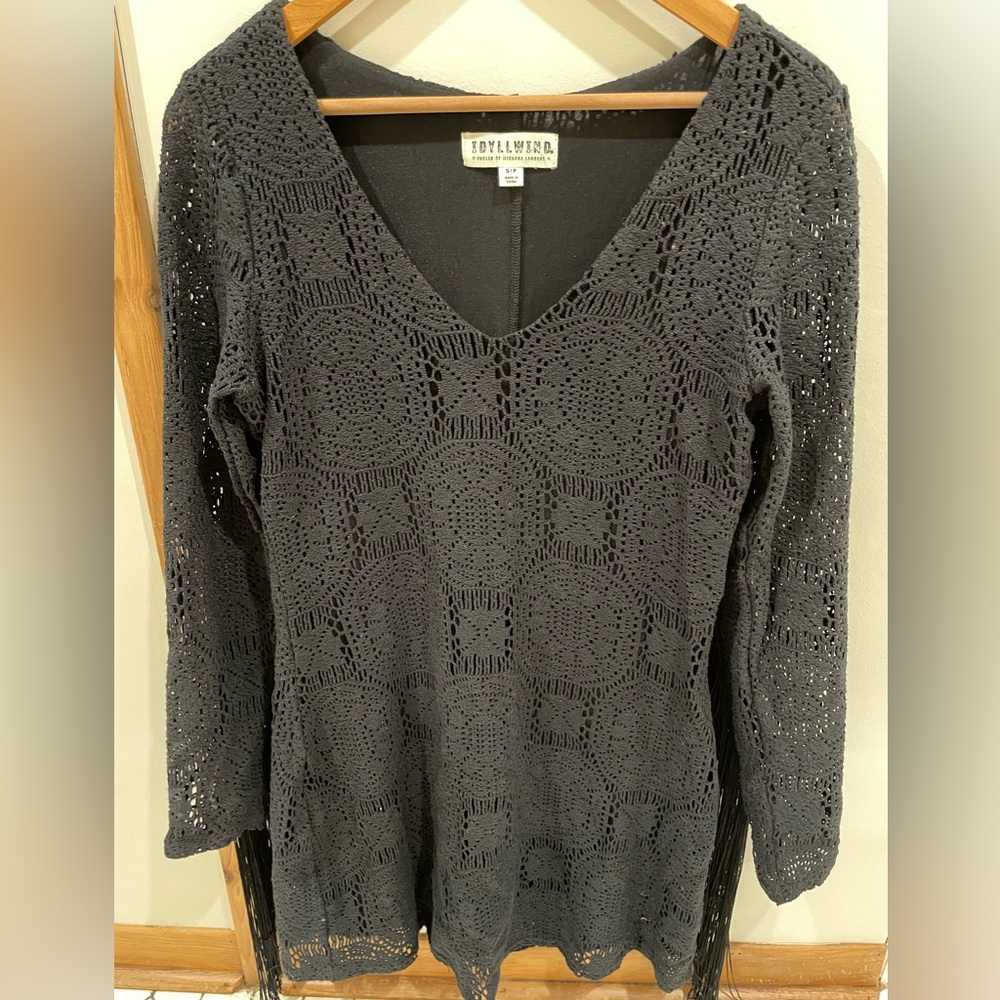 Idyllwind by Miranda Lambert crochet dress with fringe sleeves. Size Sm.